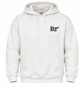 Reel Thing Co. white hoodie front view with chest logo