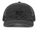Richardson 110 vintage washed black trucker hat with RT embroidery
